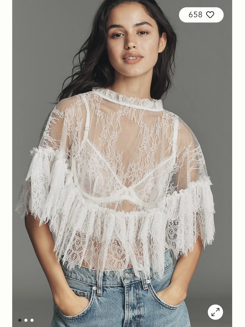 Anthropologie delicate white lace poncho